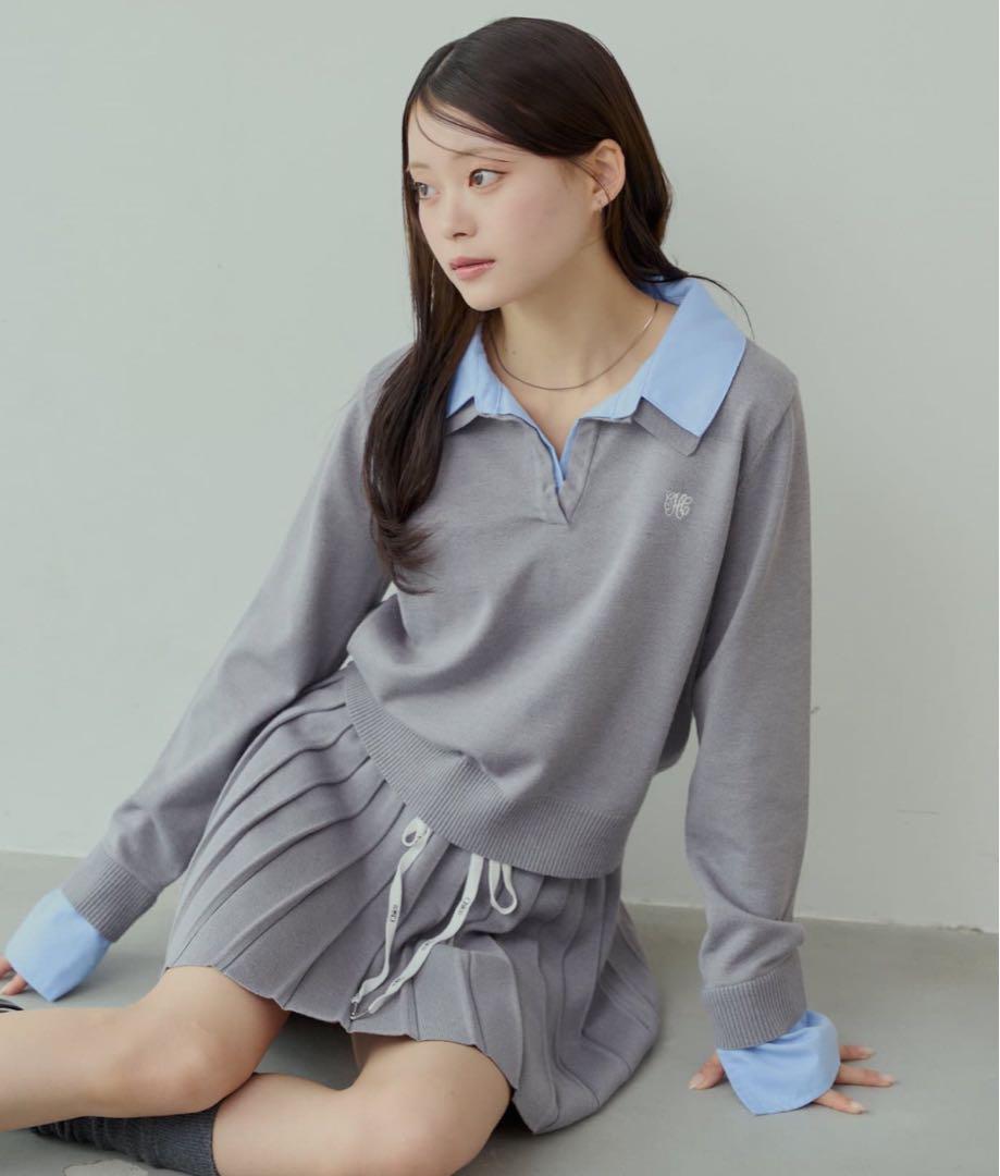Chico 刺繍入り襟付きポロニット アイボリー Chico ニット セーター 「ZOZO限定」刺繍入り襟付きポロニット