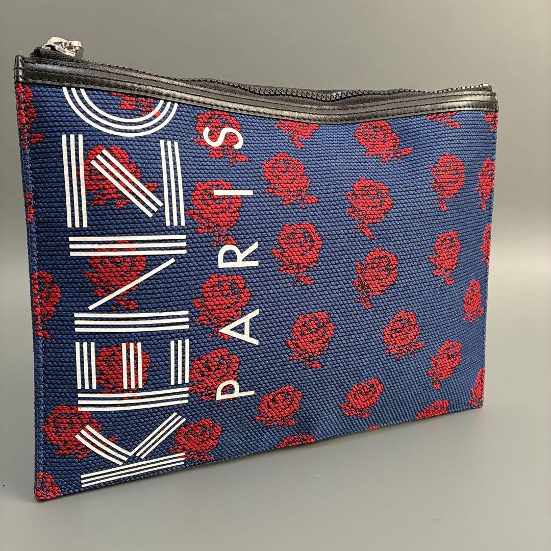 超美品 KENZ0ケンゾーキャンバス×レザーバラ フラワー花柄