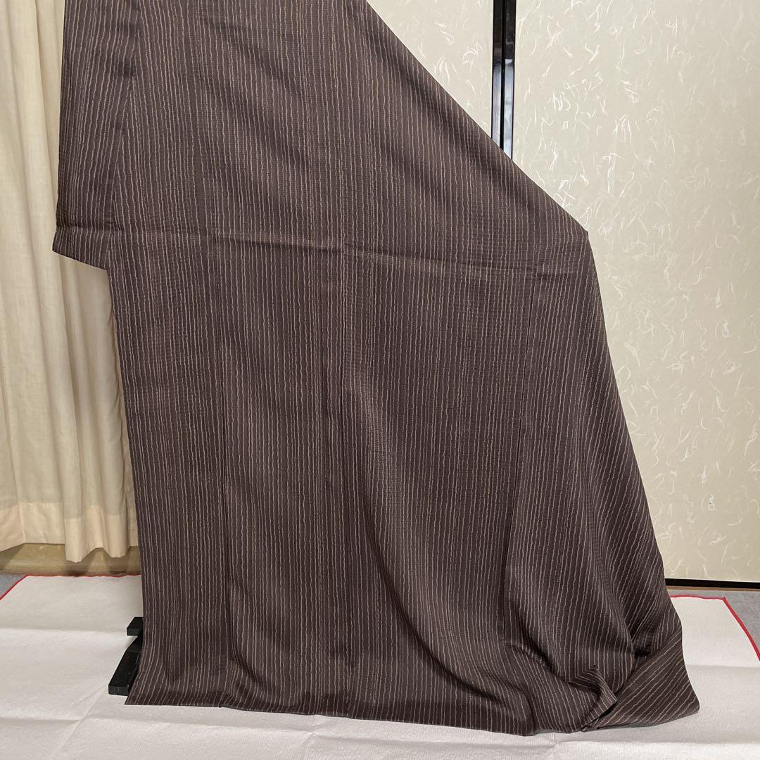 絽小紋の着物 ろうけつ染めよろけ縞柄 （夏物_小紋〈黒・よろけ