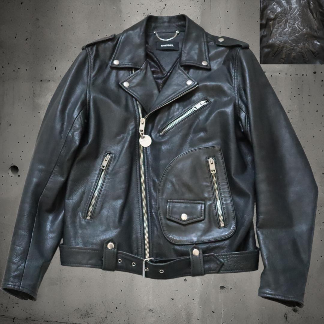 DIESEL ダブルライダースジャケット レザージャケット エンボス加工 DIESEL ダブルライダースジャケット レザージャケット エンボス