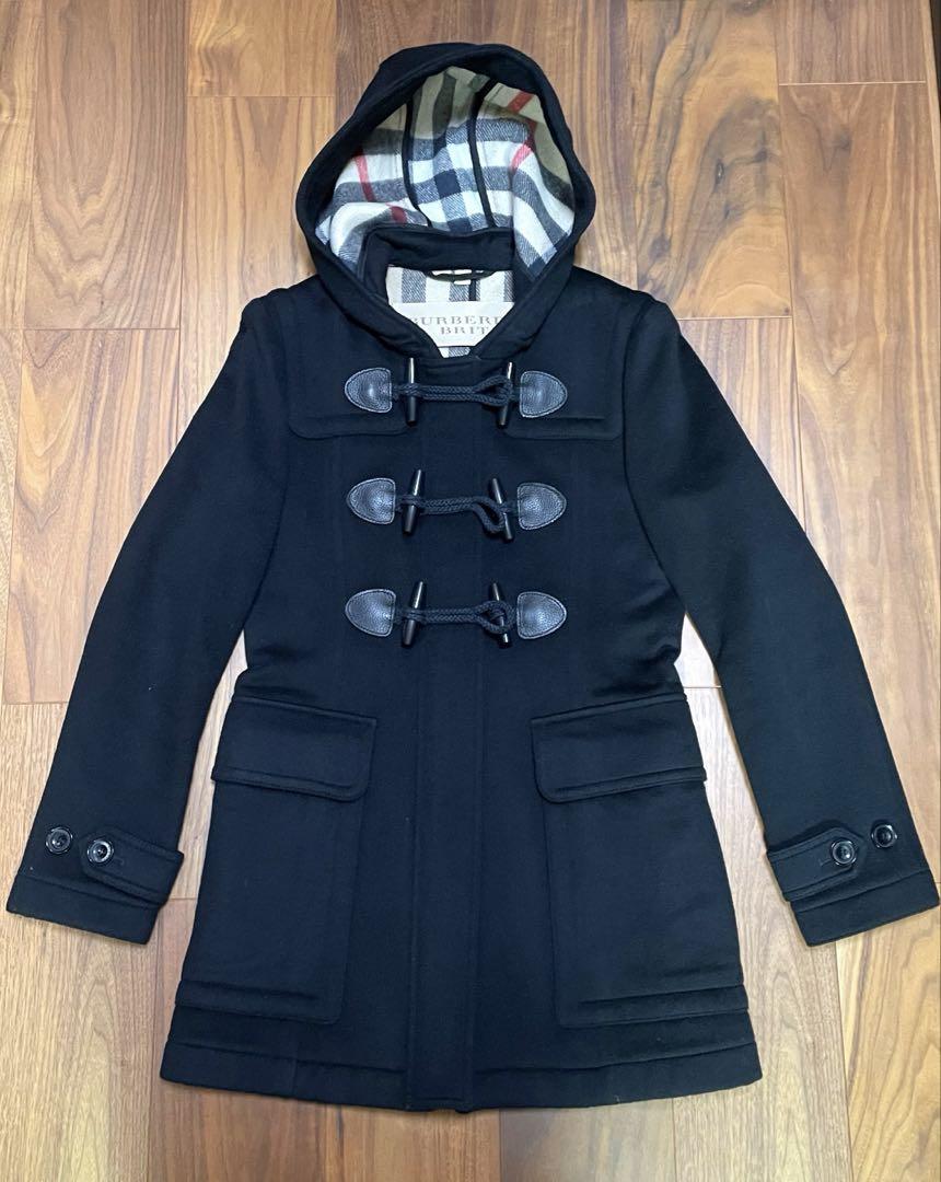 BURBERRY BRIT ダッフルコート ウール　ノバチェック　ブラック　40 BURBERRY BRIT ダッフルコート ウール ノバチェック ブラック 40