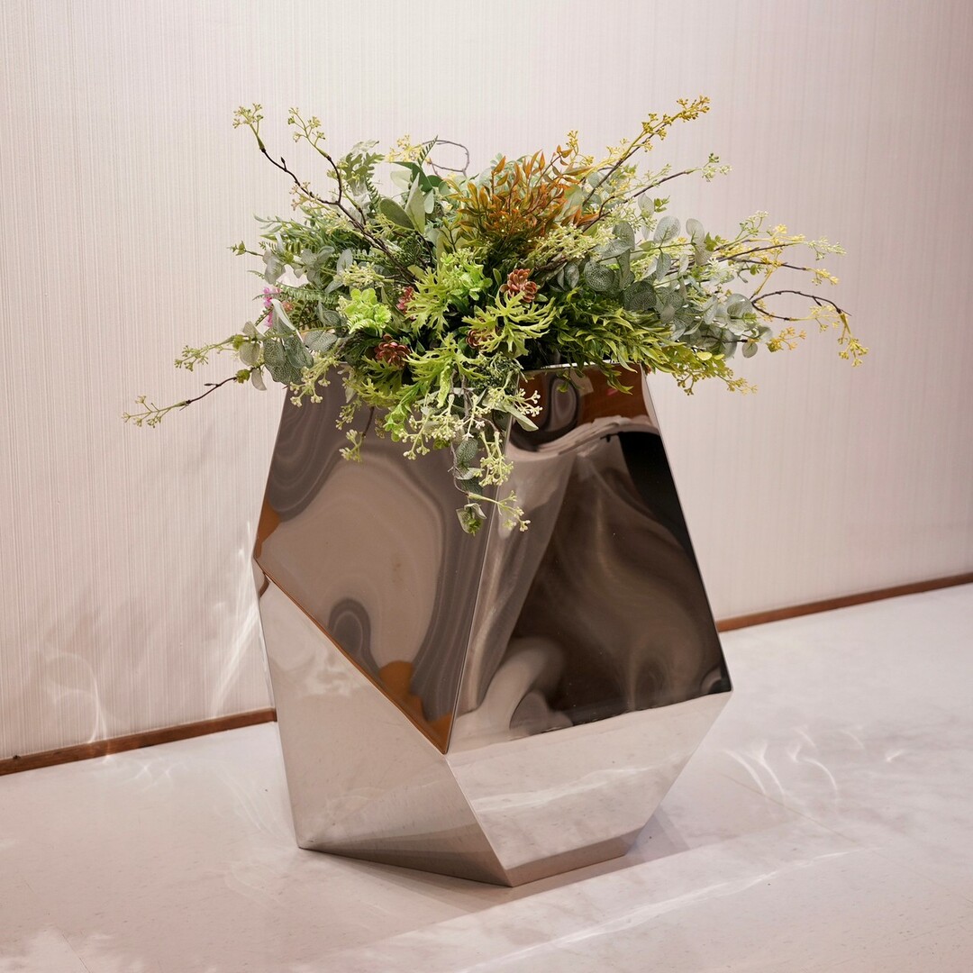 20-60代からのファッション通販  輸入品 プランター フラワーベース 花瓶 ミラー ステンレス 花瓶・フラワースタンド