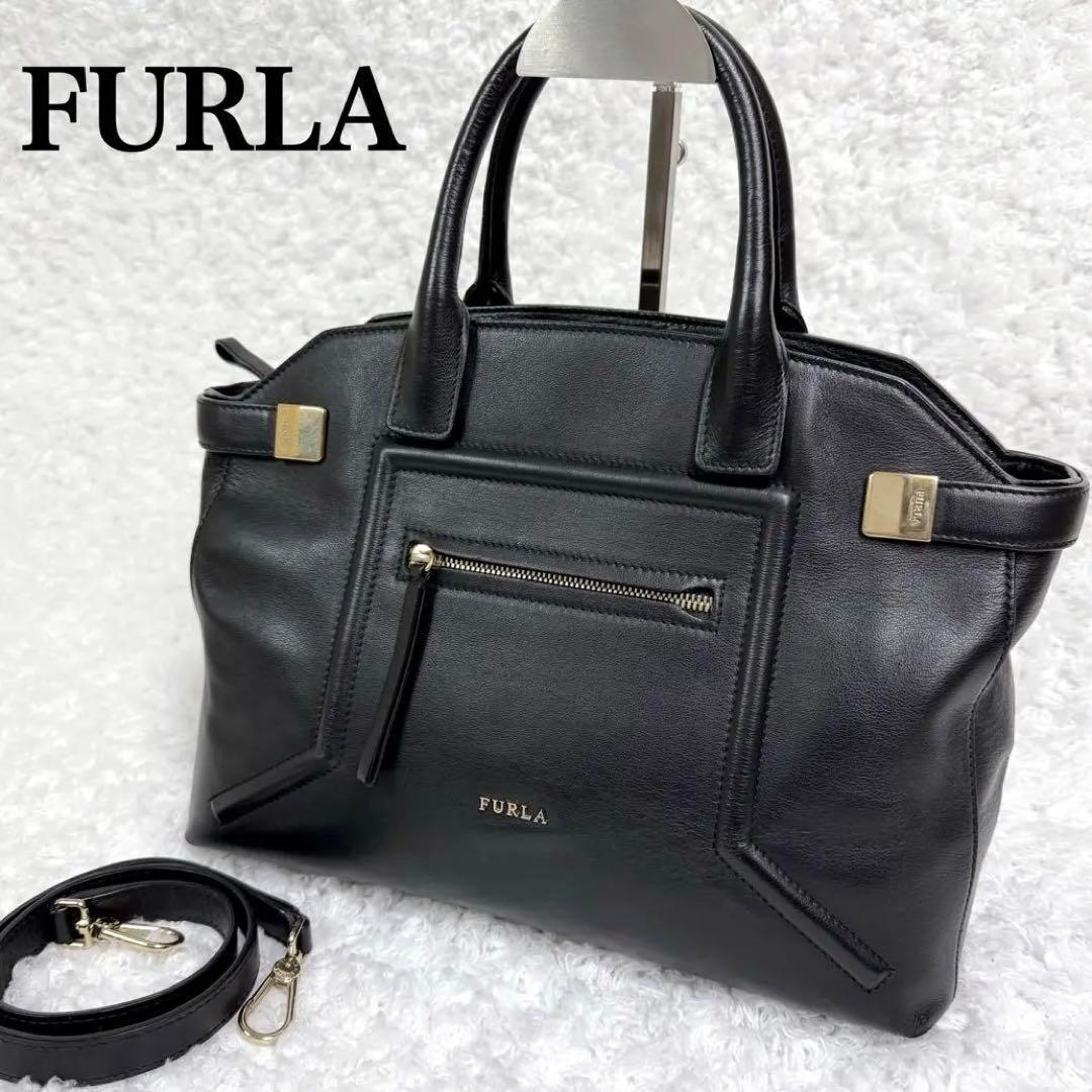 【極美品】FURLA アリス アリーチェ 2way ハンドバッグ ショルダー 黒 極美品】FURLA アリス アリーチェ 2way ハンドバッグ ショルダー