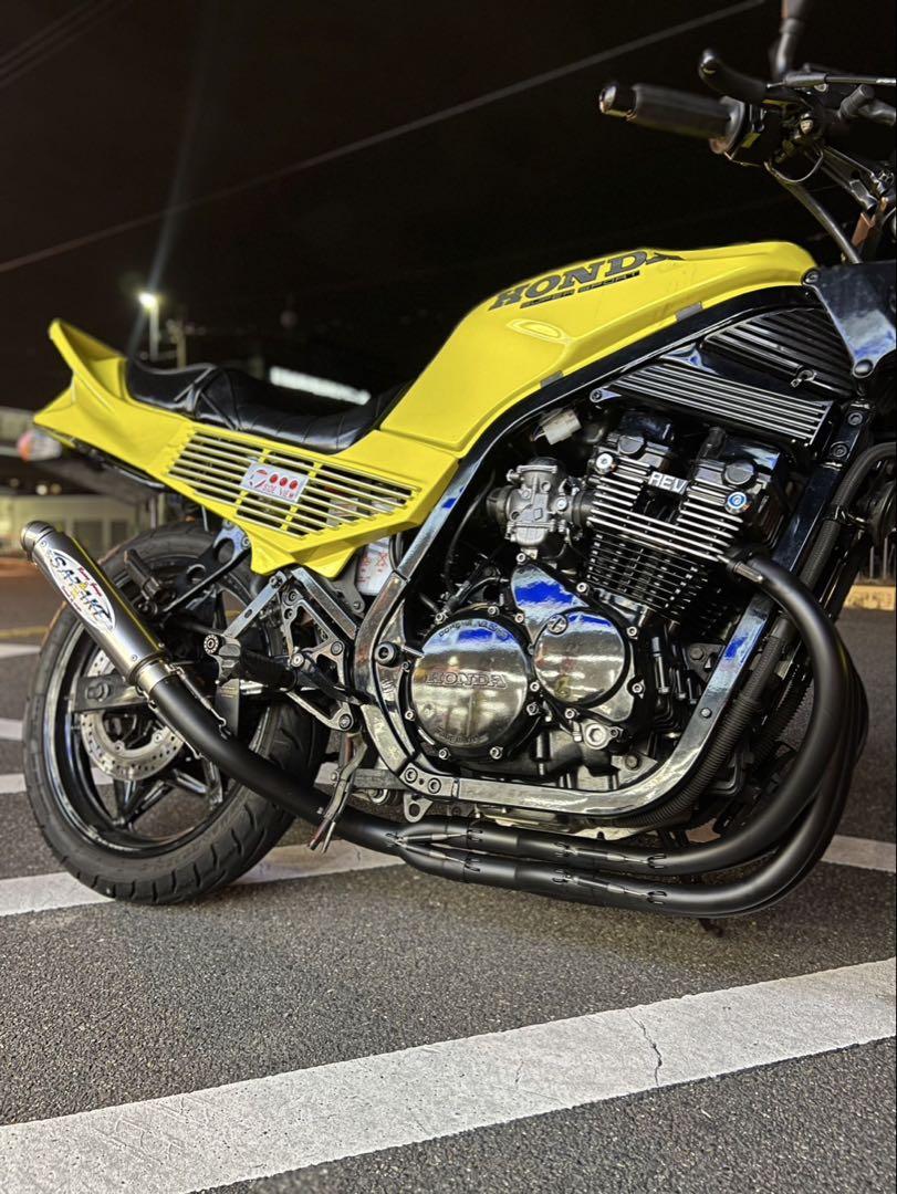 ホンダ CBX400F CBR400F サタケ 手曲げ黒鉄マフラー45パイ（2025