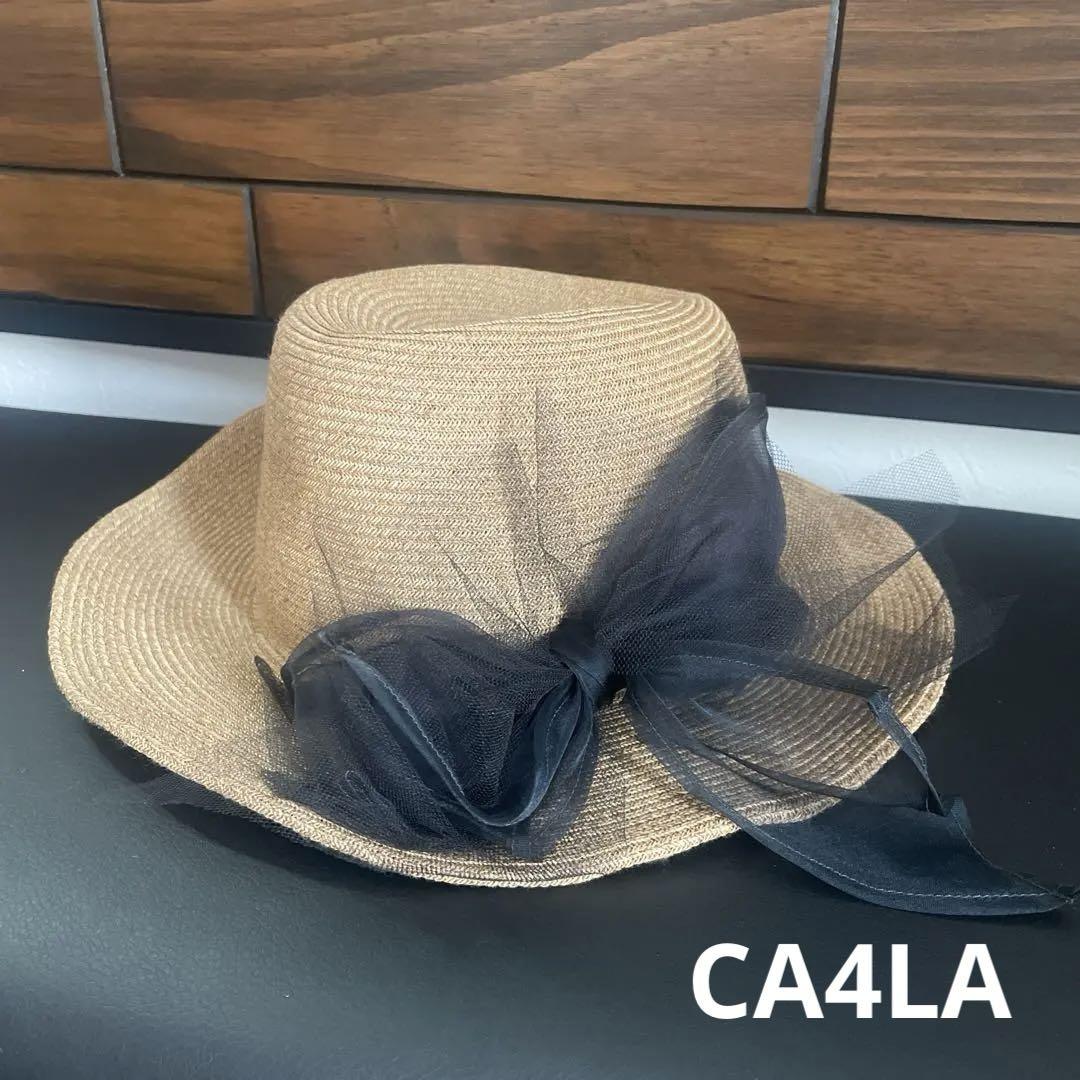 カシラ　CA4LA リボンチュール麦わら帽子 CA4LA 麦わら帽子 チュールリボン（新品タグ付き✨CA4LA カシラ
