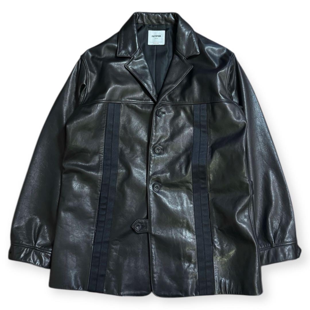 定価16.5万 FACTOTUM 18ss レザーカーコート ブラック 48（防寒