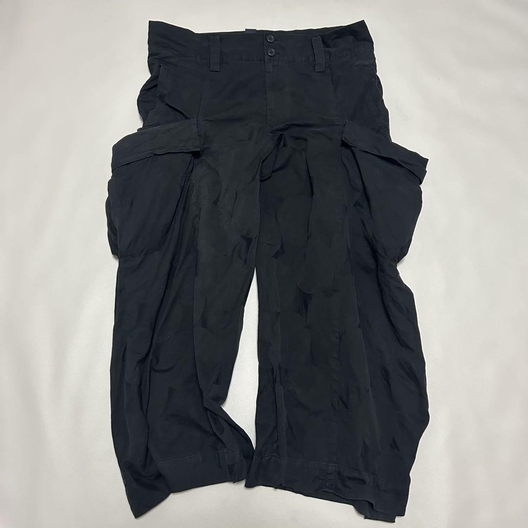 LIMI feu サルエルパンツ ウール 日本製　ヨウジヤマモト WOOL GABARDINE ELASTIC WAIST PANTS(S Black): LIMI feu｜THE