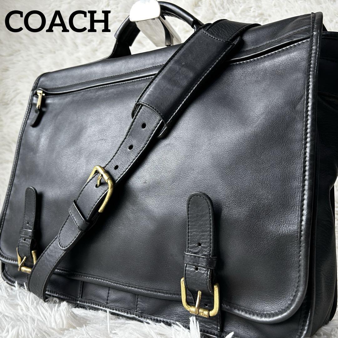 COACH オールドコーチ　メッセンジャーバッグ　ブラック　レザー COACH - 希少 オールドコーチ メンズ フラップ オールレザー