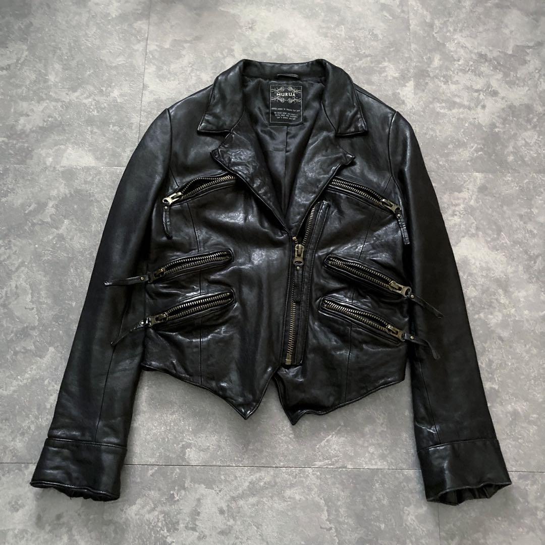 ジャケット・アウター grunge sheep leather short jacket punk grunge sheep leather short jacket punk（Motorcycle Jacket