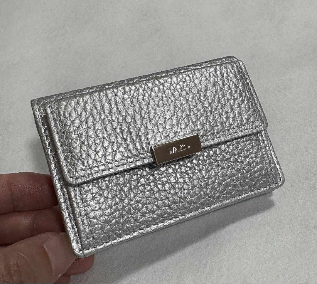 美品】銀座和光 三つ折り財布 シルバー☆ミニウォレット （三