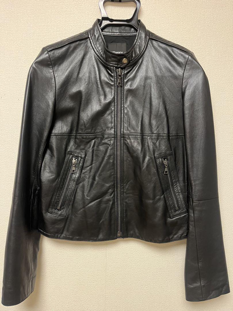 未使用級 theory シングルライダース ラムレザー ジャケット ブラック L 美品】Theory セオリー ラムレザー シングルライダース レザー