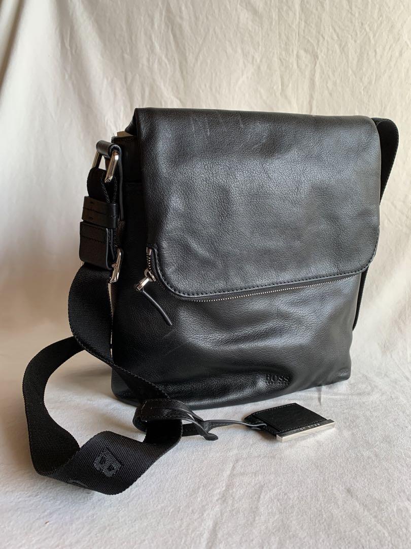 新品、HUGO BOSS ショルダーバッグ 黒 レザー（楽天市場】HUGO