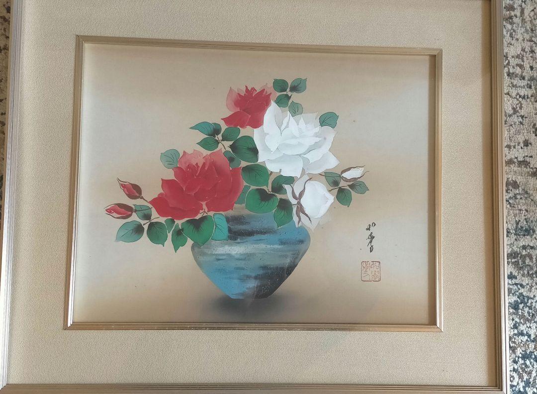 花瓶に赤と白の花 日本画　藤原如学 花瓶に赤と白の花 日本画 藤原如学（小さな蕾のバックナンバー