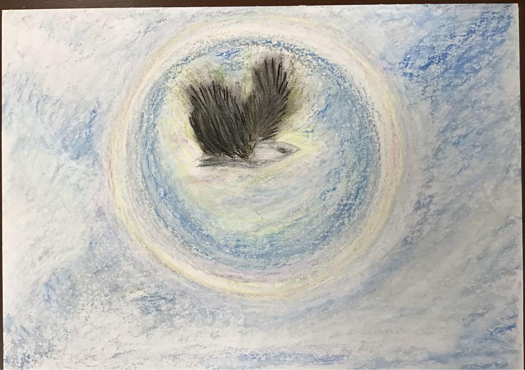 抽象的なパステル画 浮遊する人は 抽象的なパステル画 A4サイズ (パステルアートを描くときの