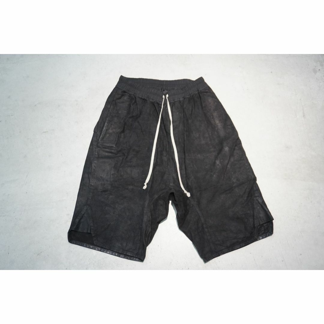 美品 リックオウエンス サルエル ショーツ ハーフ ショート パンツ 912N▲ 美品20AWリックオウエンス レザーサルエルハーフパンツショーツ