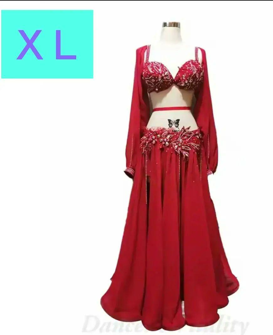 ベリーダンス衣装 レッド フレアー (ML/XL) CT0193