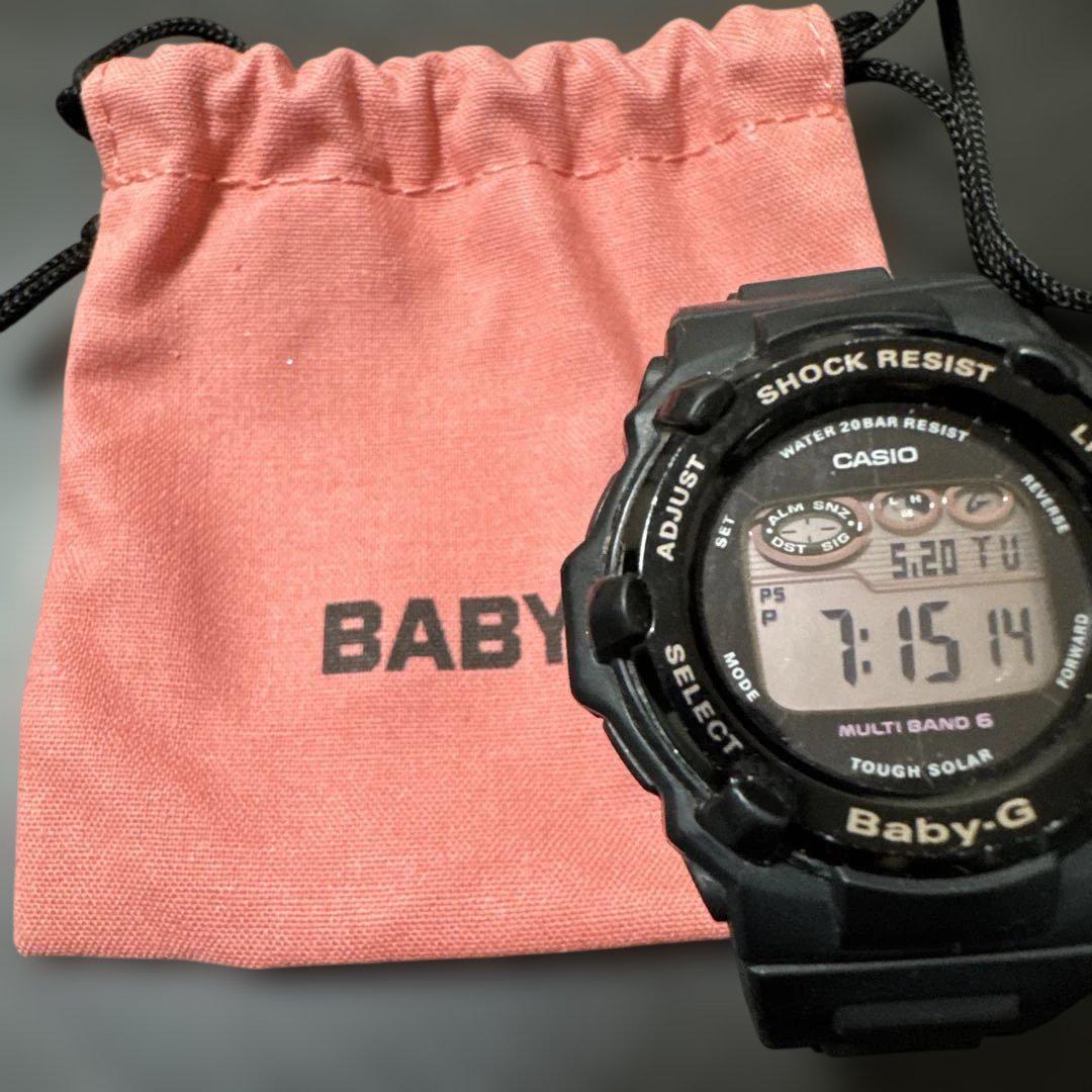 カシオ BABY-G ソーラー電波時計 ブラック×ピンク（CASIO - Baby