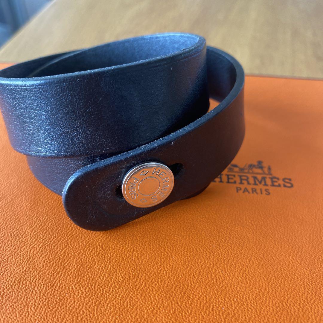 エルメス　セリエ　ブレスレットR刻　ブラックレザー エルメス セリエ ブレスレットR刻 ブラックレザー （HERMES