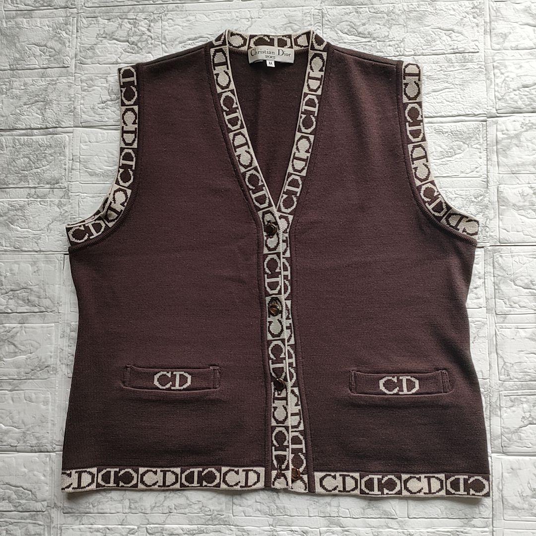 Christian Doir ニットベスト CDロゴデザイン ブラウン M（DIOR