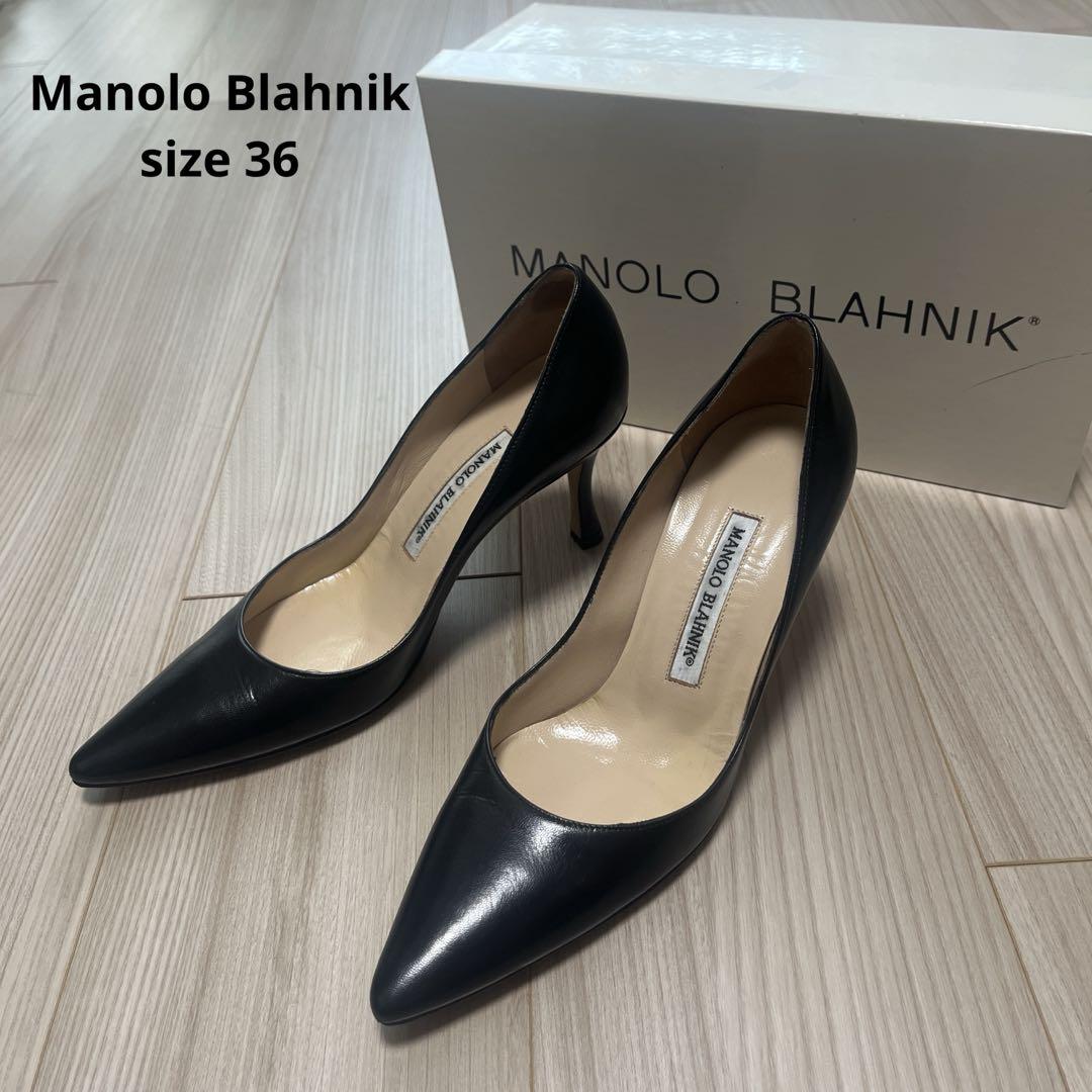 Manolo 黒レザーパンプス　サイズ36 美品 Manolo 黒レザーパンプス サイズ36 美品（マロノブラニク