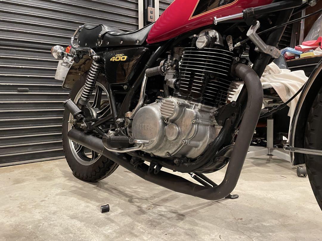 sr400 ショート菅タイプ　マフラー　ワンオフ　50パイ　ヤマハ　チョッパー ワンオフ SR400 ショート菅 ドラッグパイプスラッシュカット