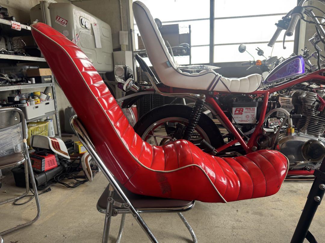 CBX400F 茶革マーブル3段シート　50cm? 族車　旧車 CBX400F 3段シート 50センチ （CBX400F 茶革マーブル3段シート