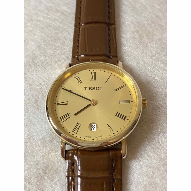 稼働☆TISSOT ティソ メンズQZ時計ヴィンテージ 電池、革ベルト