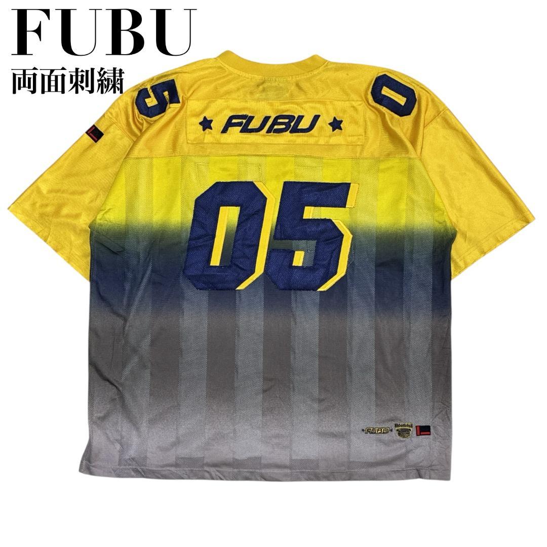 FUBU フブ 両面刺繍 3XL ゲームシャツ ユニフォーム 古着 ヒップホップ FUBU フブ 刺繍 黒 3XL ユニフォーム ゲームシャツ ヒップホップ