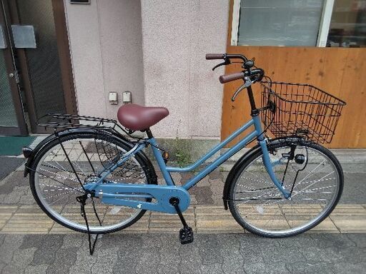 26吋 ファッションタウンサイクル シングル/ブルーXブラック