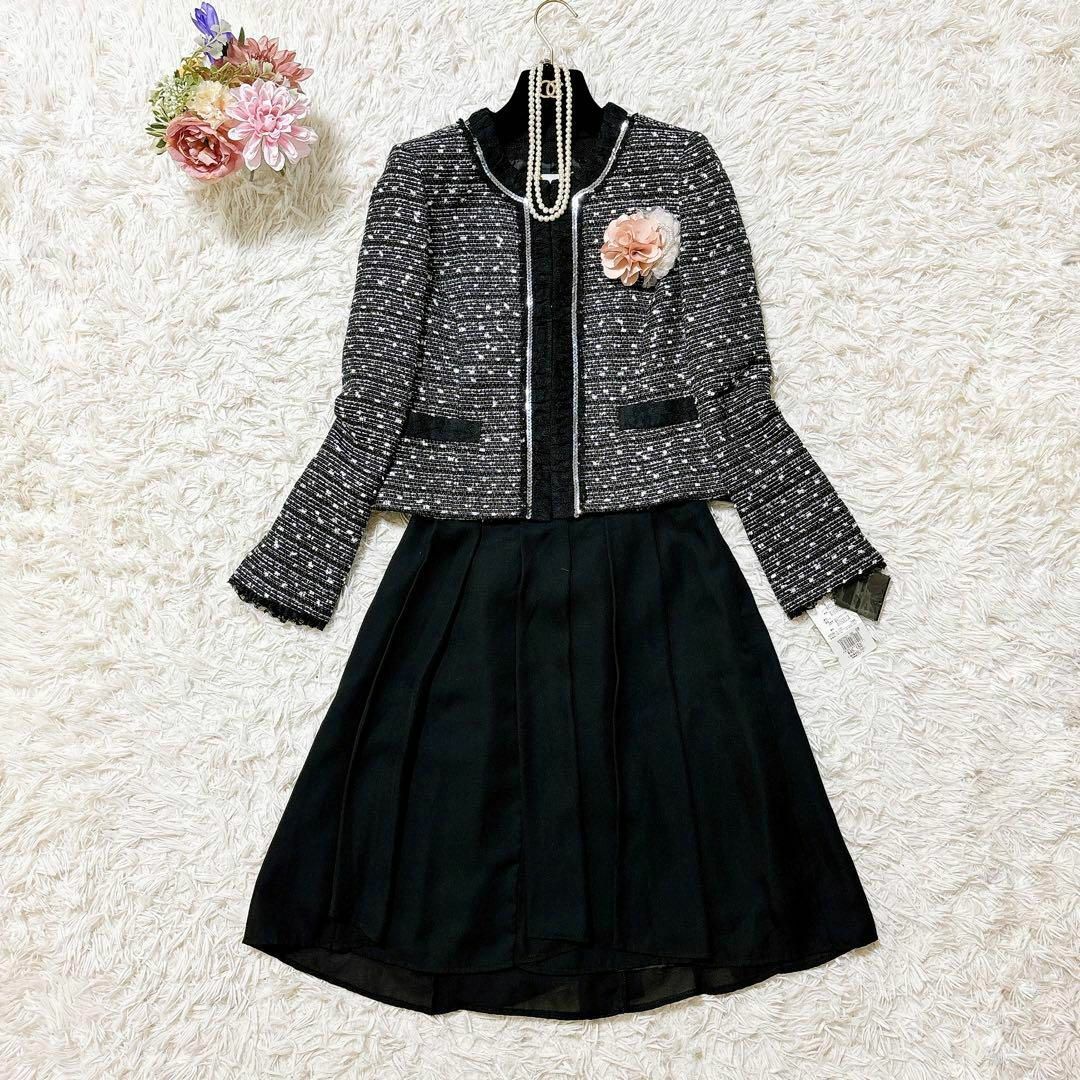 新品あり♡ 東京ソワール　ママスーツ　ノーカラー　ツイード　レース　スパンコール 新品あり♡ 東京ソワール ママスーツ ノーカラー ツイード