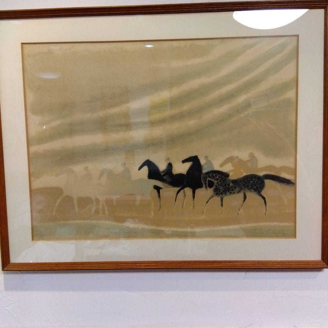絵画 競馬 馬 ブラジリエ額装リトグラフ （絵画 アンドレ