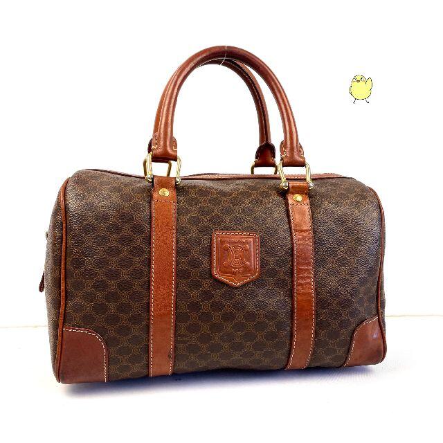 美品 セリーヌ キャンバス ボストンバッグ Cマカダム柄 馬車金具 ボルドー CELINE #anb セリーヌ オールドセリーヌ ボストンバッグ 馬車柄