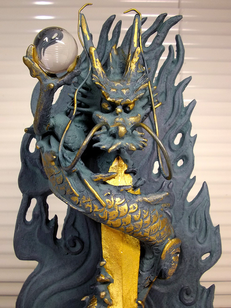 銅製龍剣像 倶利伽羅不動（1尺） 青銅色 ブロンズ像（特別企画㉚