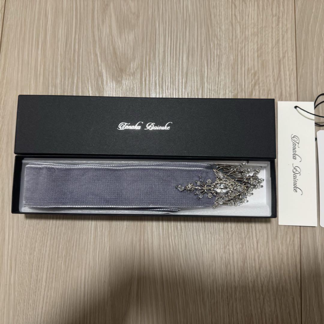 TanakaDaisuke ベルベットリボン　黒 crystal silver tip velvet long ribbon – tanakadaisuke
