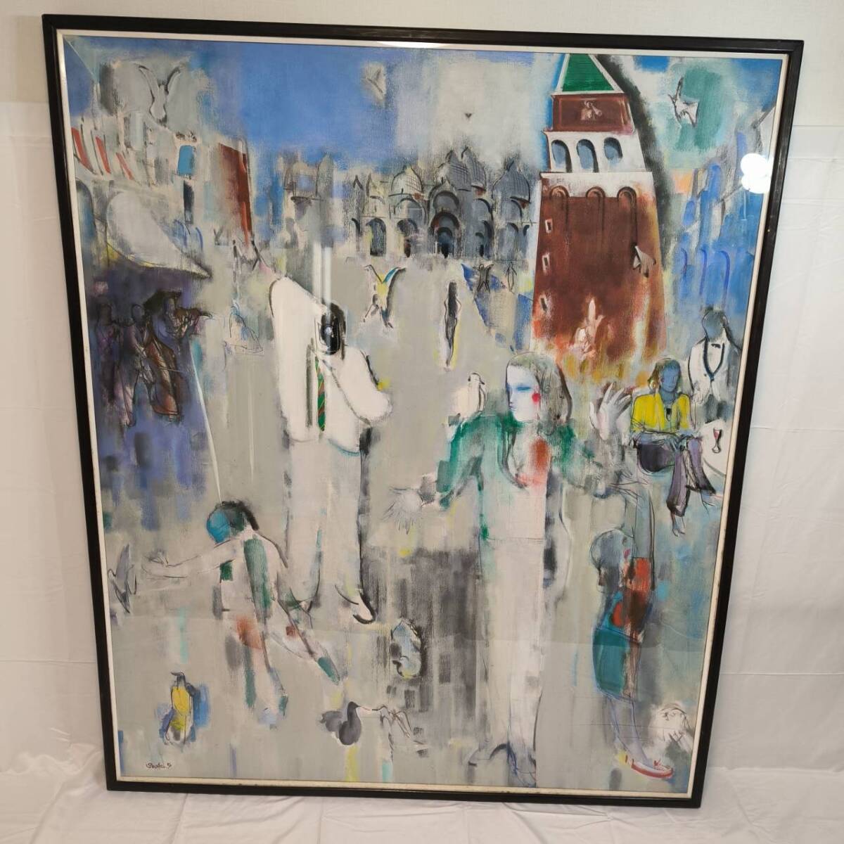 佐藤泰生【カフェテラス】肉筆画美術名鑑４８０万円 佐藤泰生、【緑のカフェテラス】、希少な額装用画集より、状態