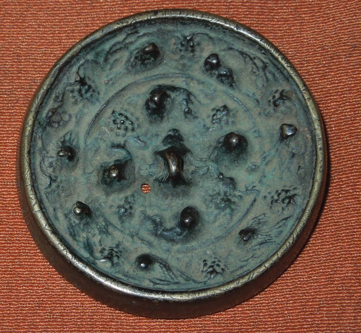 銅鏡 唐鏡 古銅鏡 ミニ型 径:約4cm （古代体験教室紹介～その7