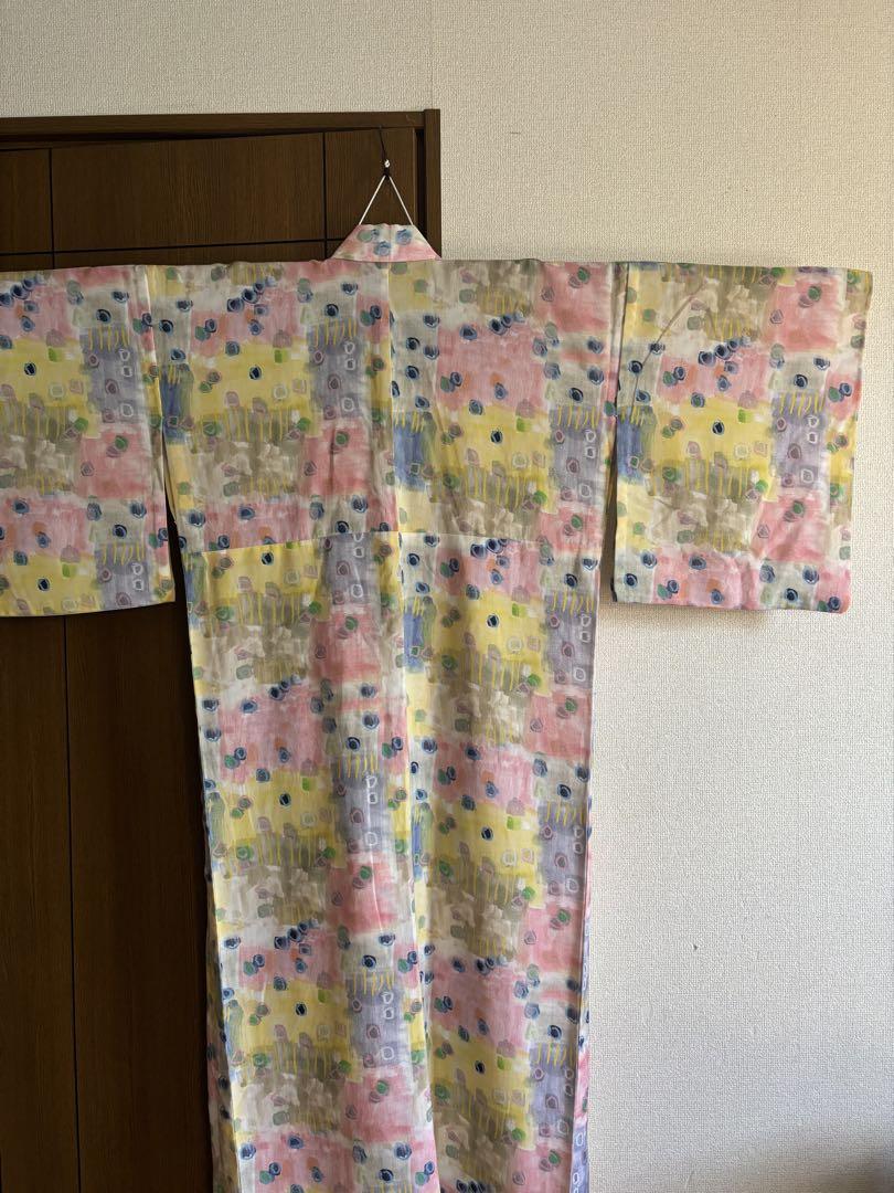 セオアルファ 浴衣　単衣　夏着物　水彩柄　裄68 セオアルファ 単衣 夏着物 水彩柄 裄68 （東レ セオα特集