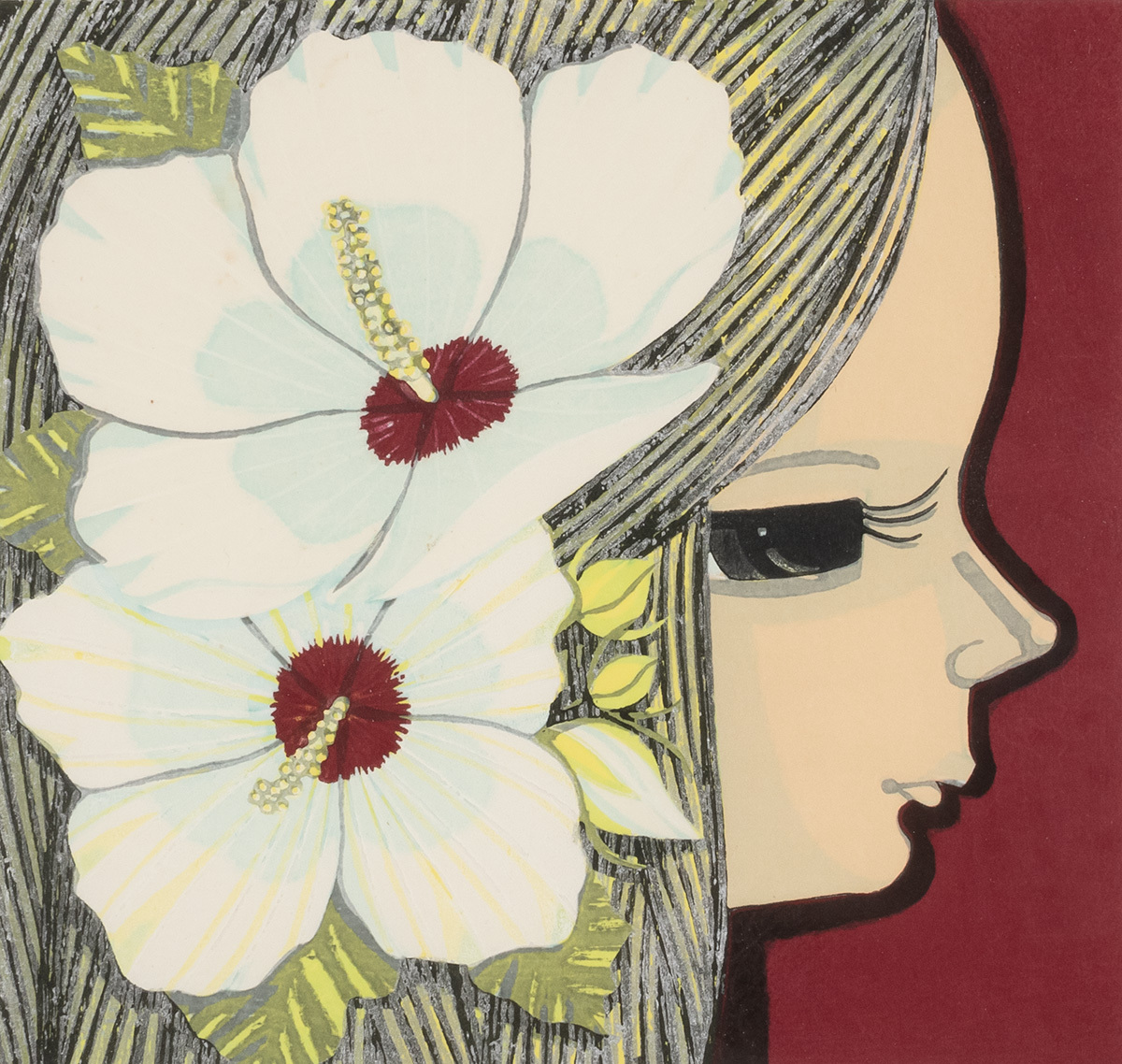 \"木版画\"　池田修三　初期作品 1979 『春チューリップ』 木版画 池田修三 初期作品 1979 『春チューリップ』 - 美術品