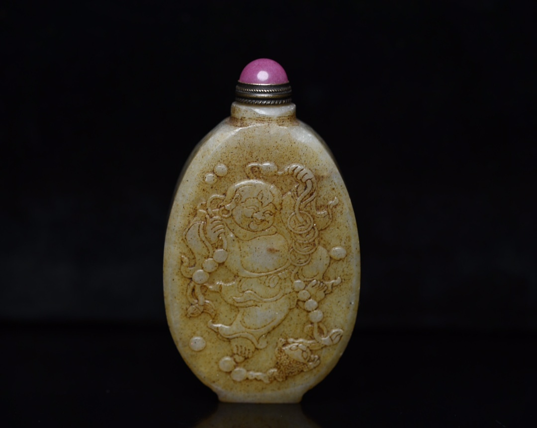 石古砡 砡製物 和田玉 青玉翡翠 清時代中国古美術骨董，鼻煙壺 雕刻アンティ一ク 石古砡 砡製物 和田玉 青玉翡翠 清時代中国古美術骨董，鼻煙壺