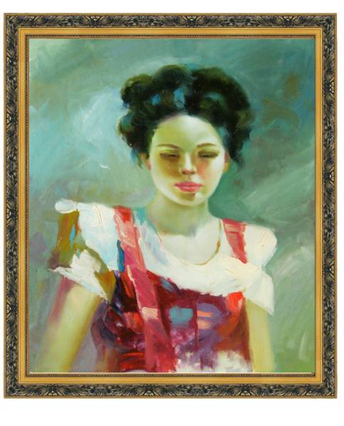 【良品】油彩画/油絵/絵画「裸婦」外国人女性 40号 OIL PAINTING 油絵 美人画 『蒼い女』 F12号（50x60cm） （絵画 油絵 女性画