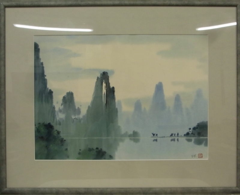 真作保証 張光壁 山水 肉筆紙本 P10 中国画家 肉筆 額付絵画