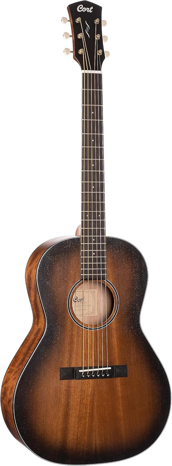Cort 6弦アコースティックギター、右、オープンポアブラック