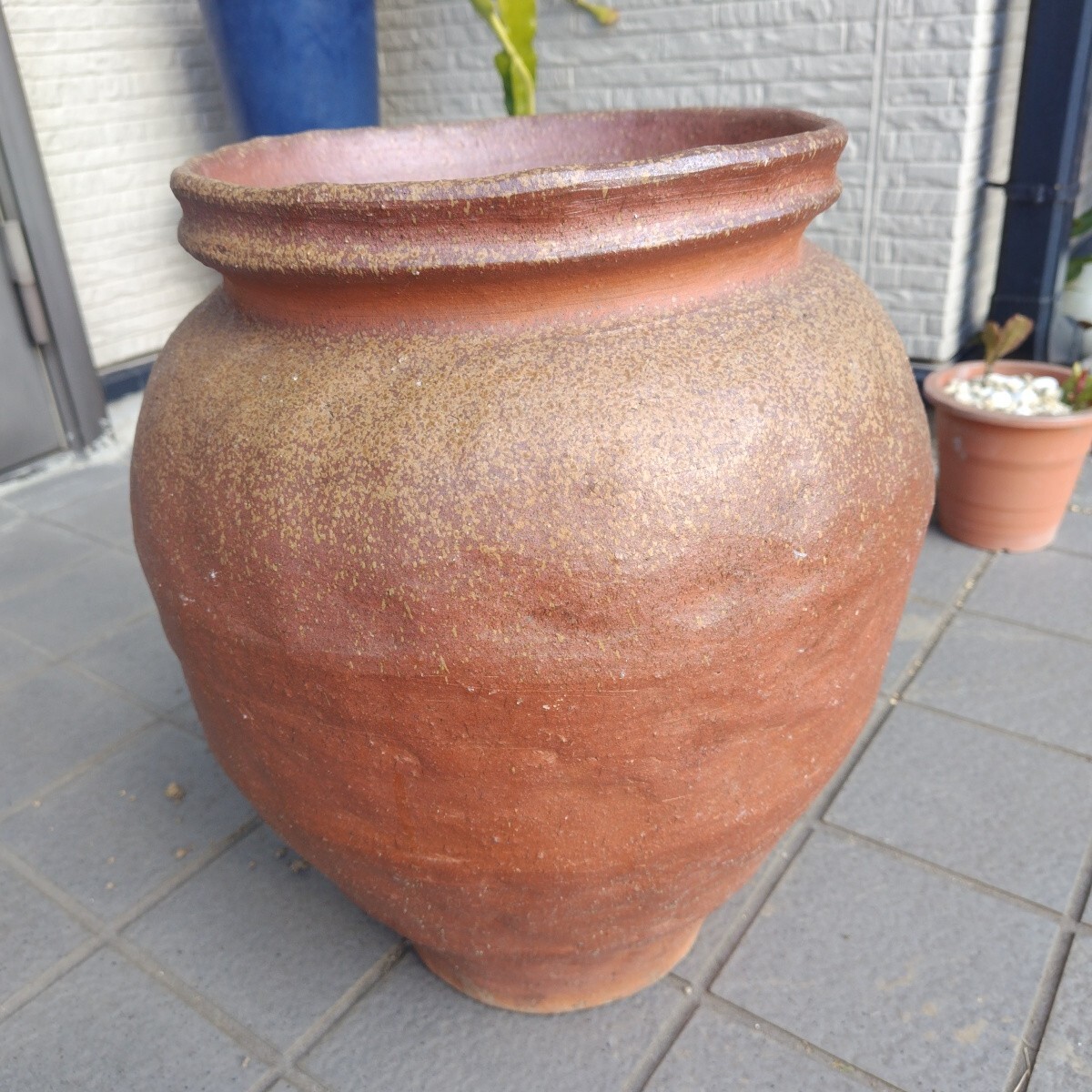 【水漏れ注意】室町時代 古備前 水甕 備前焼 水屋瓶 置物 インテリア 植木鉢 e2880 古備前 水屋甕 江戸初期 備前焼 壷 甕 瓶 水屋道具