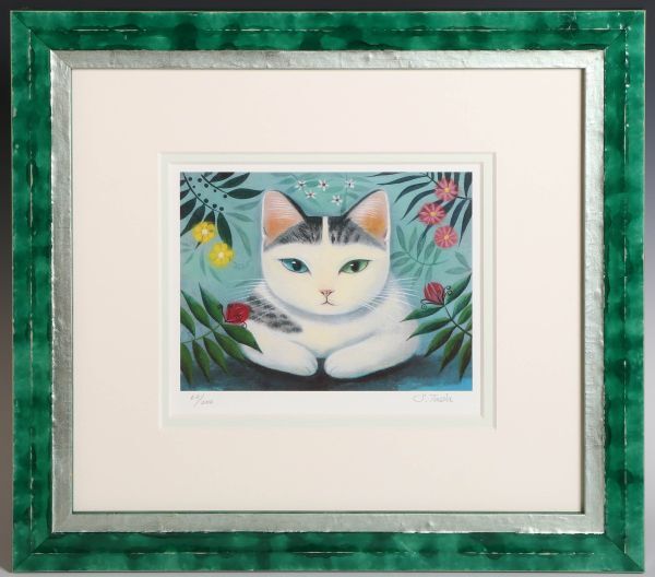 猫の版画 多田すみえ アーカイバルプリント 散歩道のおかっぱ猫 限定品 多田すみえ(版画）|アート＆フレーム|絵と額縁の専門店