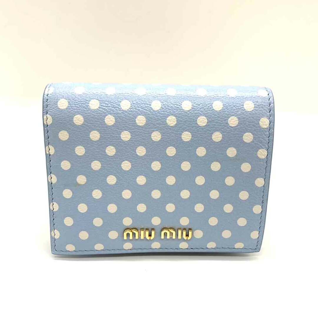 F*様 miumiu 二つ折り 財布 水玉 ポルカドット プリント マドラス レ miumiu 二つ折り 財布 水玉 ポルカドット プリント マドラス