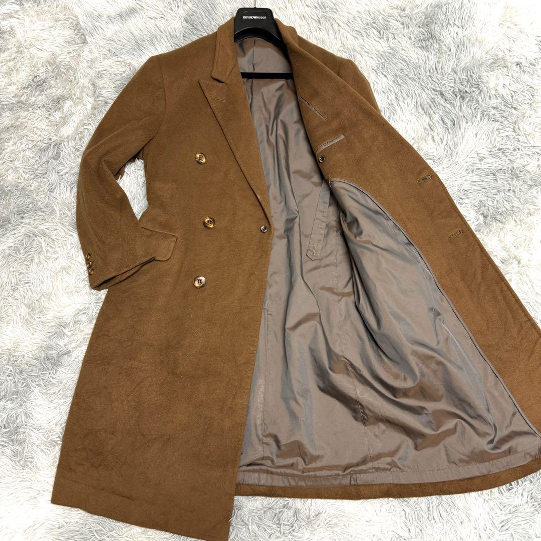入手困難 希少 高級素材 ビキューナ カシミヤ ダブルチェスターコート ロング丈 高級】幻の繊維 ビキューナ ×カシミヤ ダブルロングチェスターコート