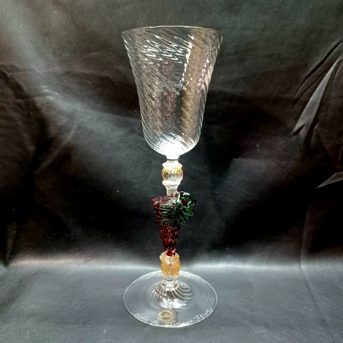 MURANO MORGILLO ムラノ 金彩 葡萄 モチーフ コンポート グラス MURANO MORGILLO ムラノ 金彩 葡萄 モチーフ コンポート グラス