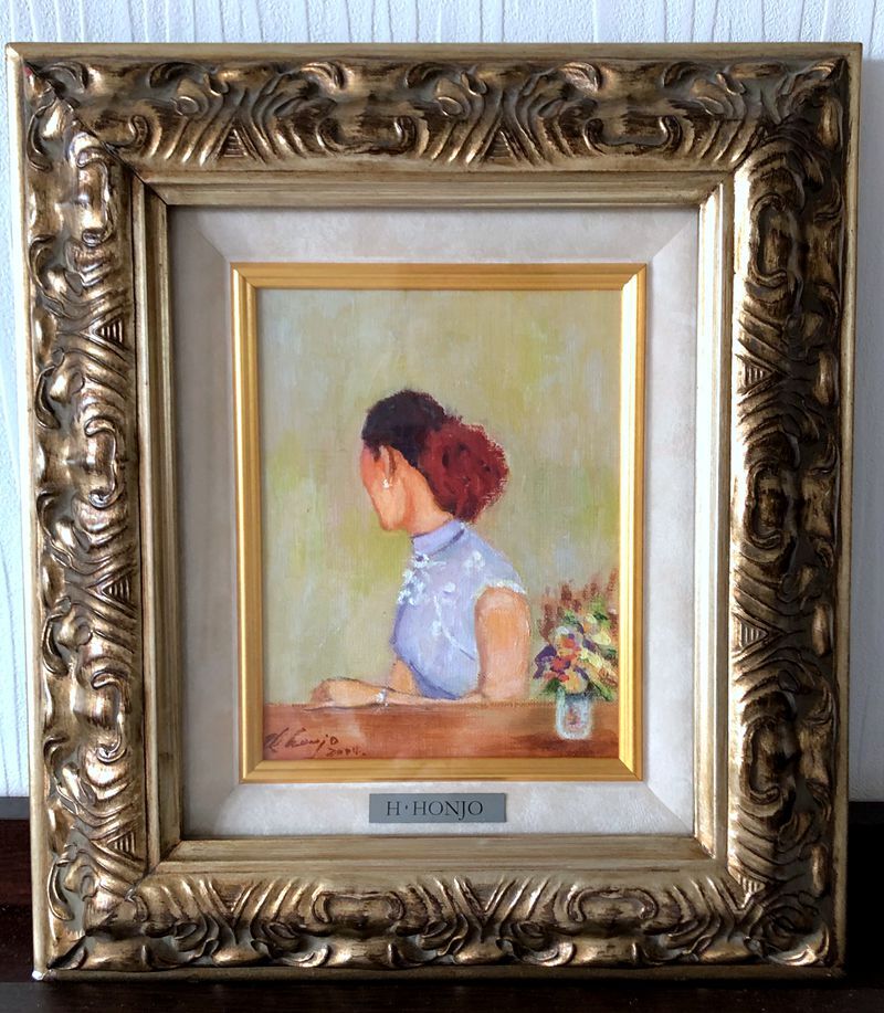 肉筆 額縁 油絵 人物 チャイナドレス女性 （新品】油絵 人物画