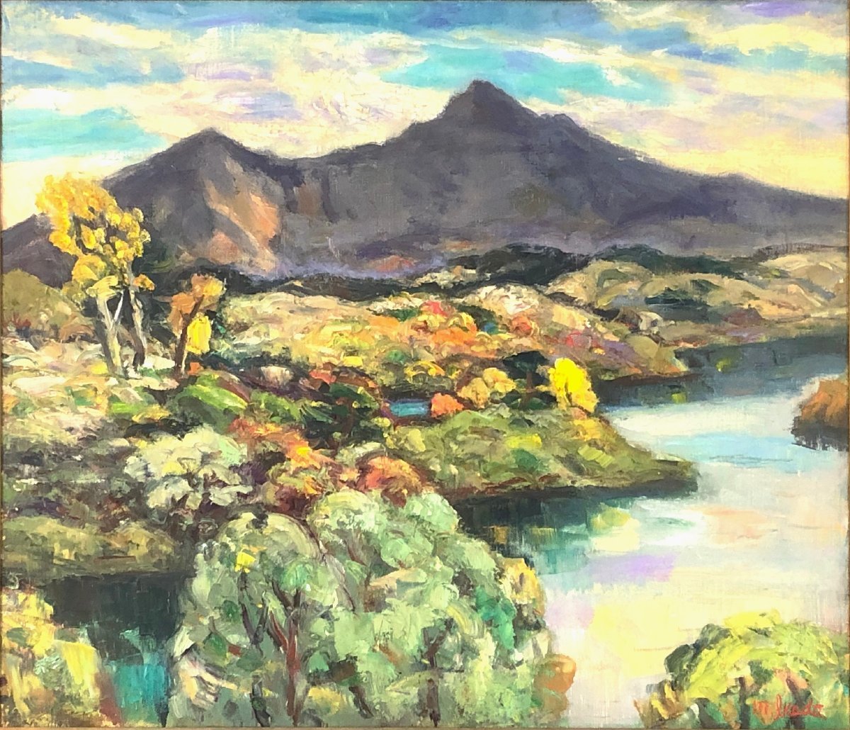 油絵 F8「冬磐梯」絵画 F8「冬磐梯」絵画 油絵 (2393) - 絵画/タペストリオリジナル