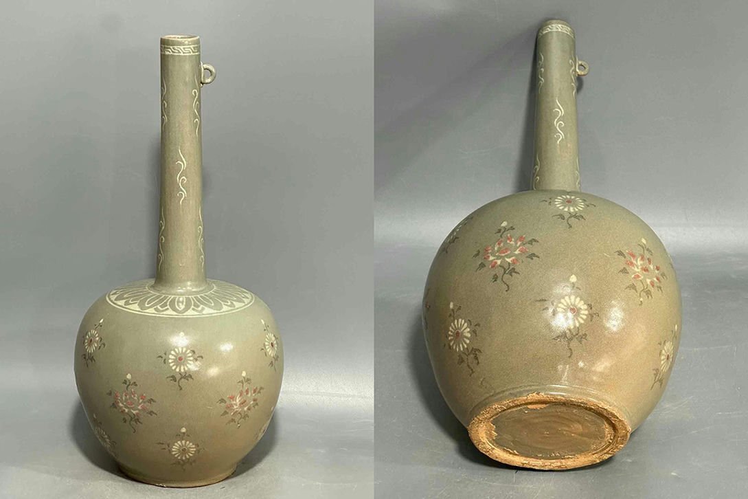 □観心・時代旧蔵□C1682 朝鮮 高麗磁 朝鮮古陶磁器 古高麗 李朝